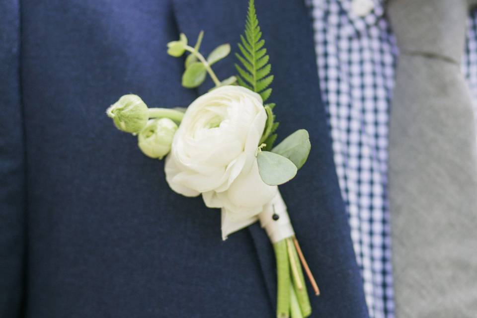 White rose boutonniere