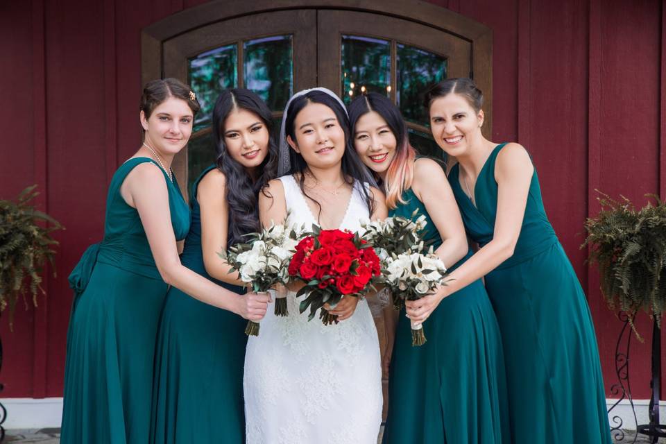 A bride and her maids