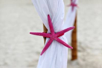 Starfish decor on wedding cabana