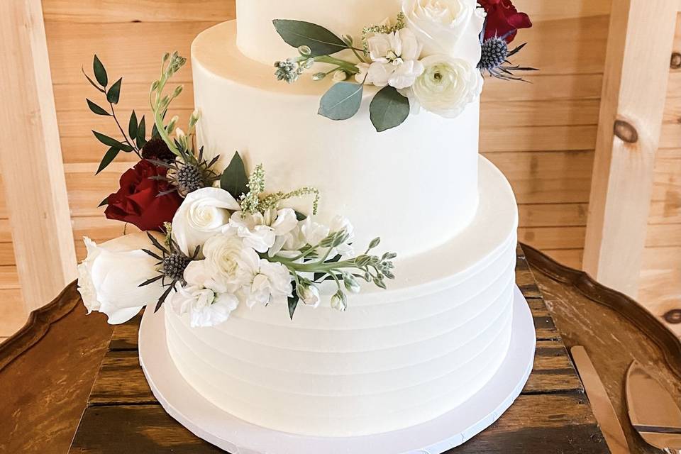 Three Tiered White Buttercream