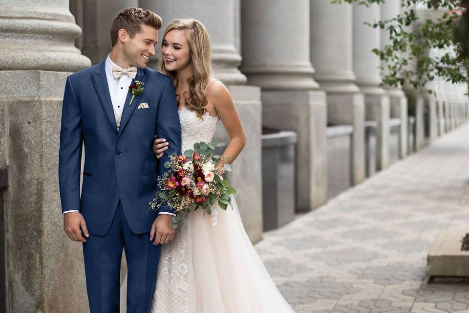 Groom looking at his bride