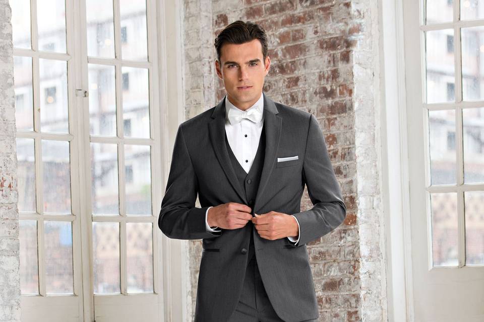 Grey three-piece suit