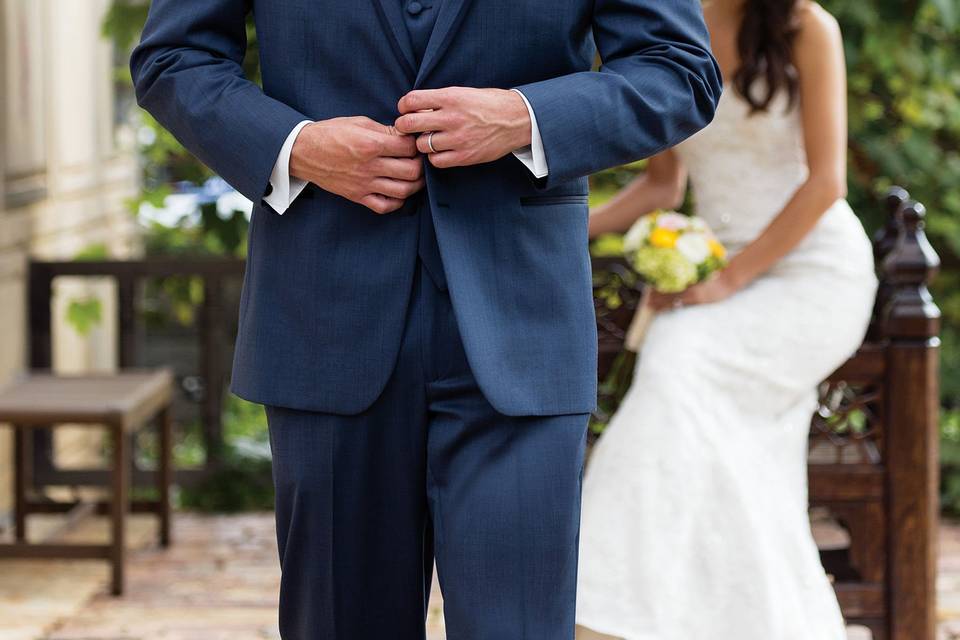 Navy three-piece suit