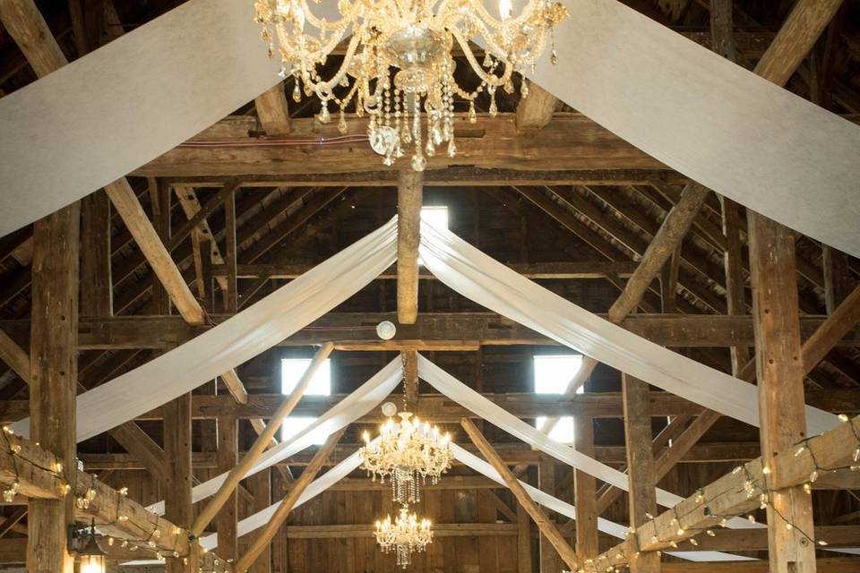 Barn decorated with drapes
