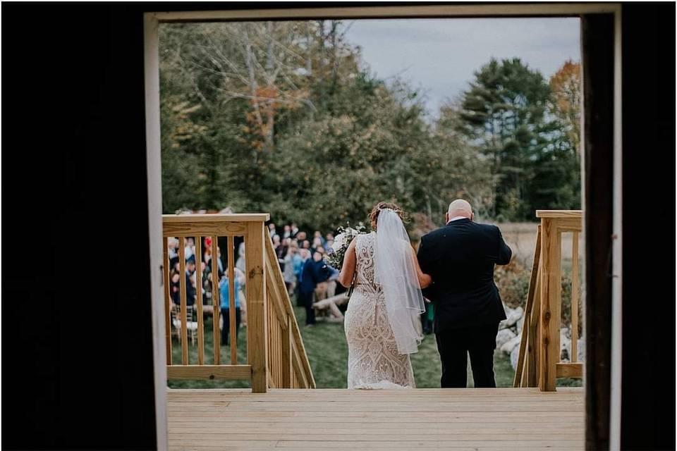 Exiting the back of the barn