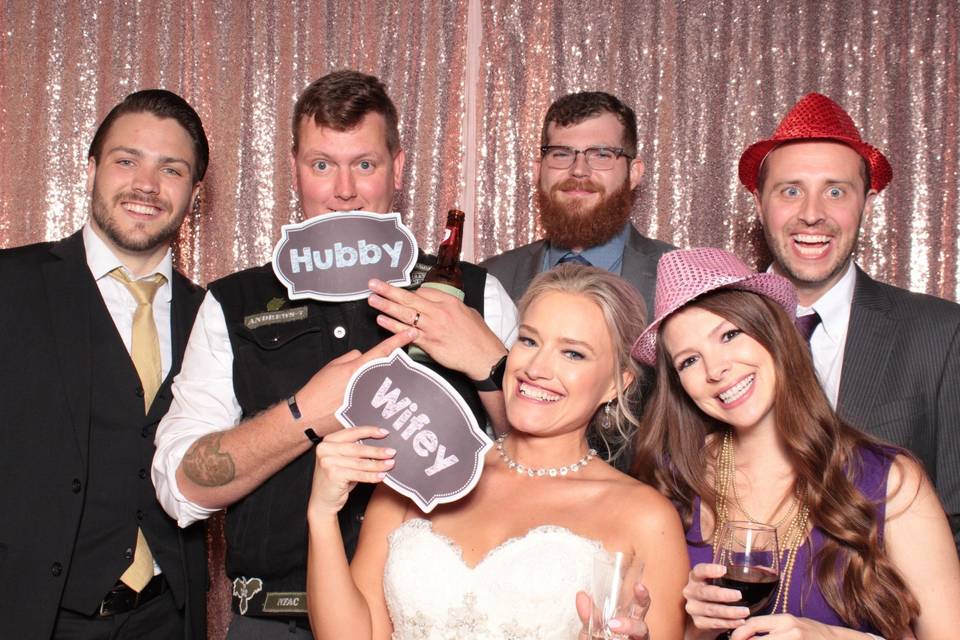 Wedding party in photo booth