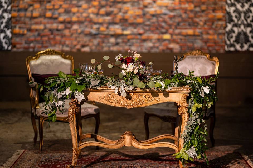 Foliage draped table