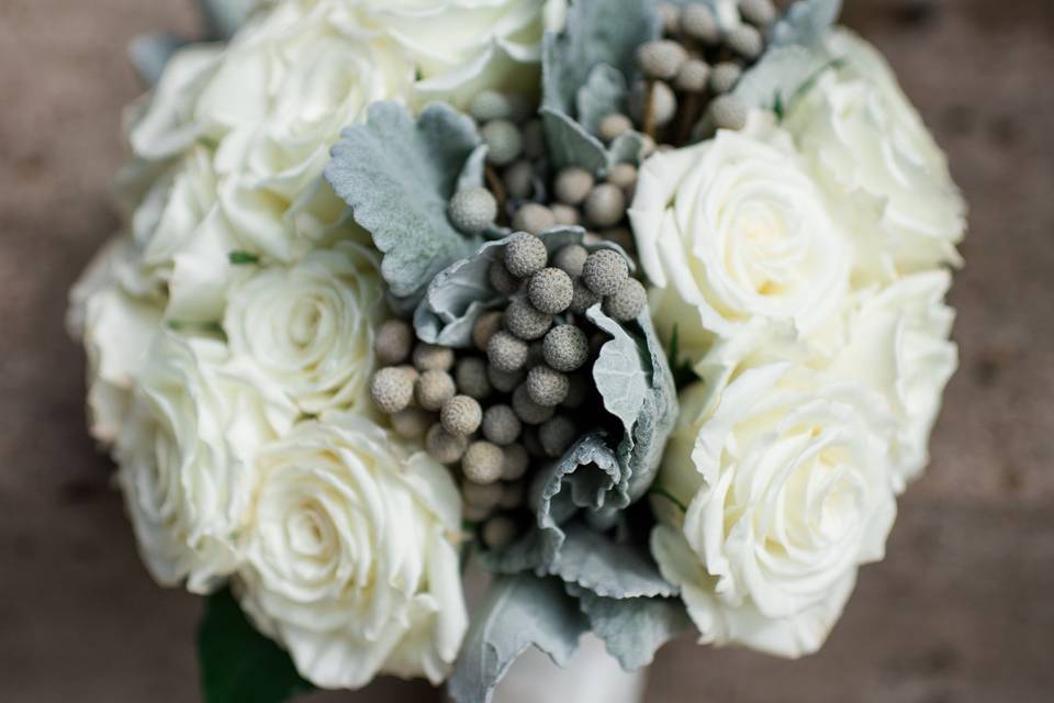 Silvery White Rose Bouquet