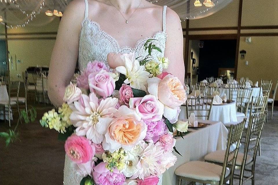 Spring-Toned Cascade Bouquet