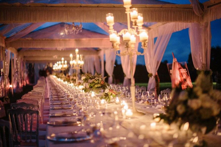 Long table with candle holders