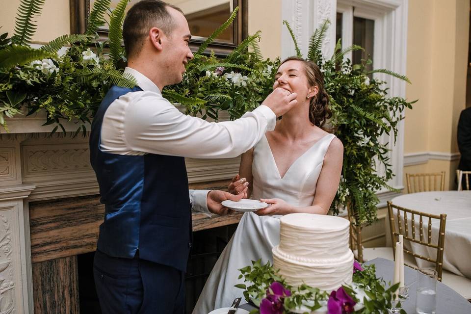 Enjoying their cake