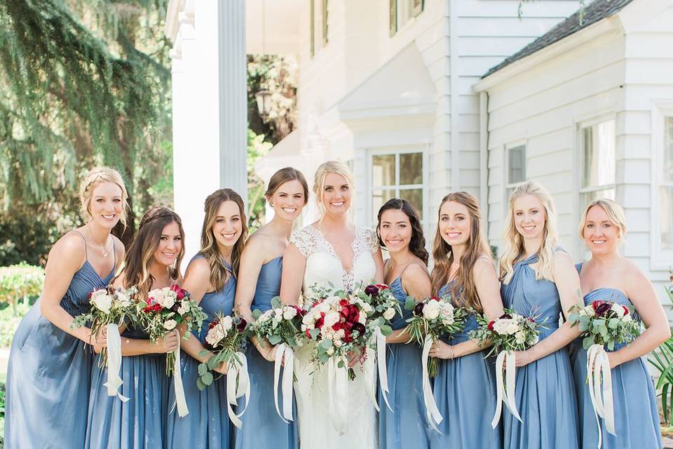 Bride and her bridesmaids