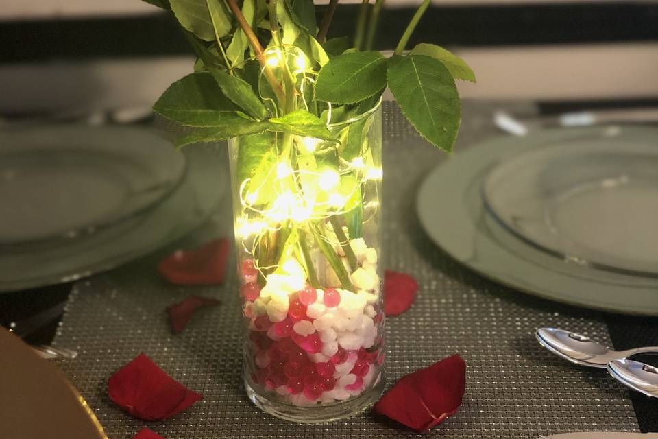 lighted rose center piece