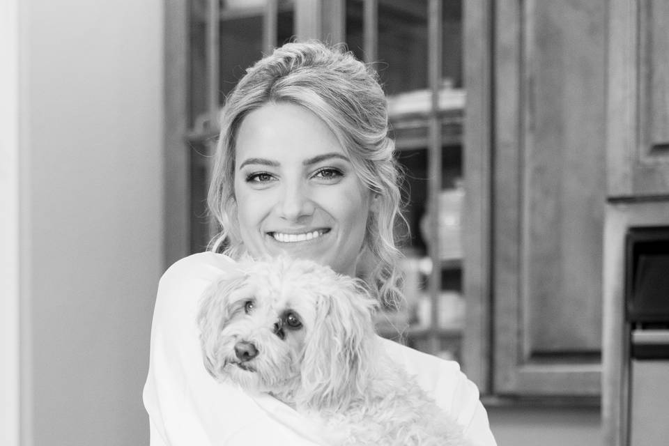 Bride with her puppy
