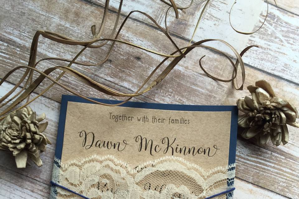 Navy Rustic Lace & Twine