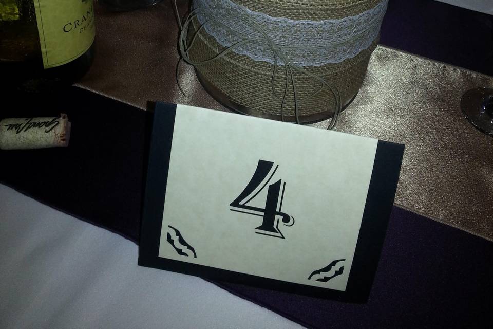 Table number centerpiece