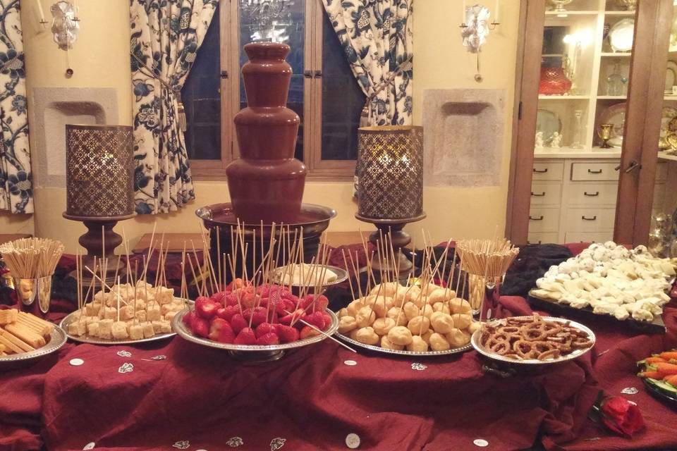 Small Chocolate fountain with Dipping Sensations.