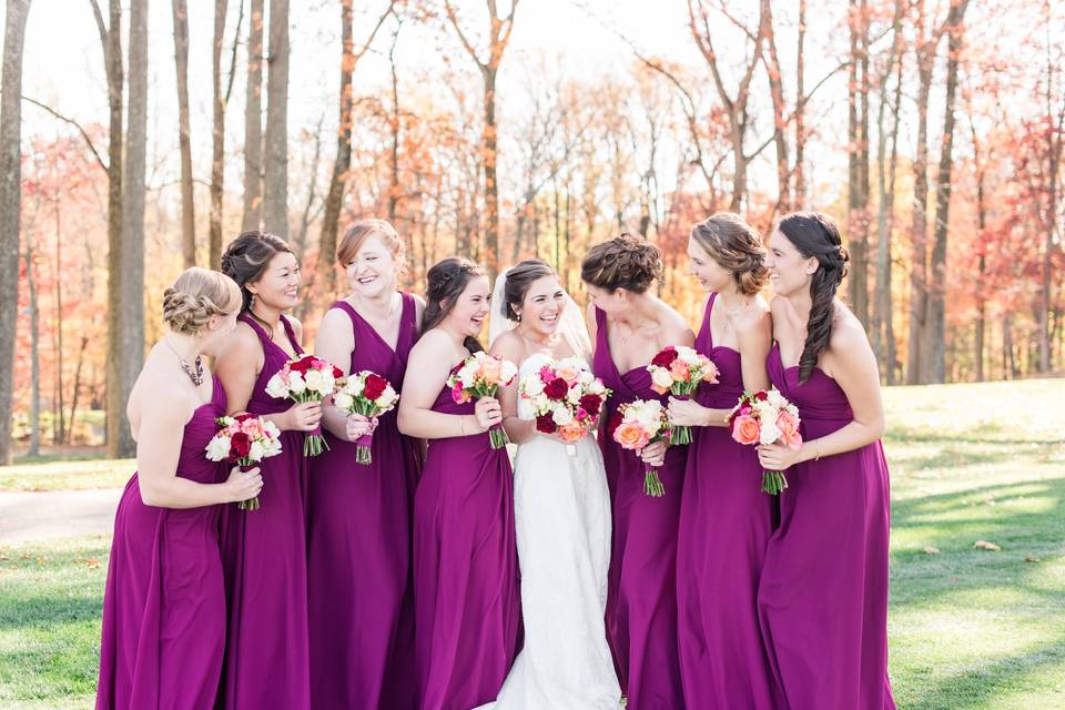 Bride with bridesmaids