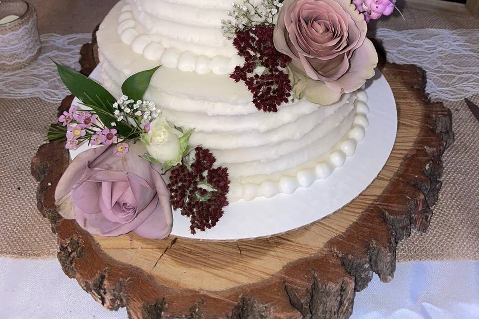 Two tiered wedding cake
