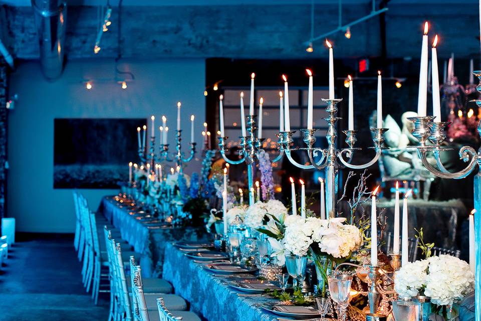 Table setup with centerpiece