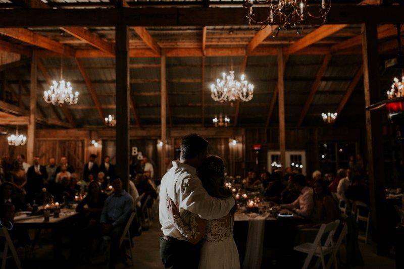 Barn chandeliers, dance floor