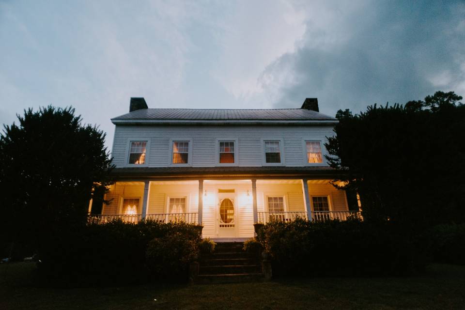 Manor house at night