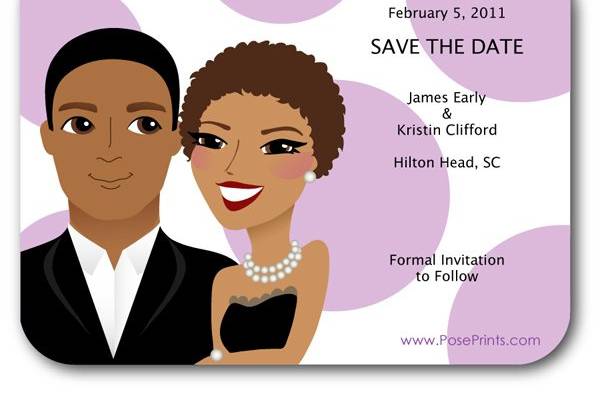 PosePrints Save-the-Date Magnet
(Lavender Polka-Dot background design)