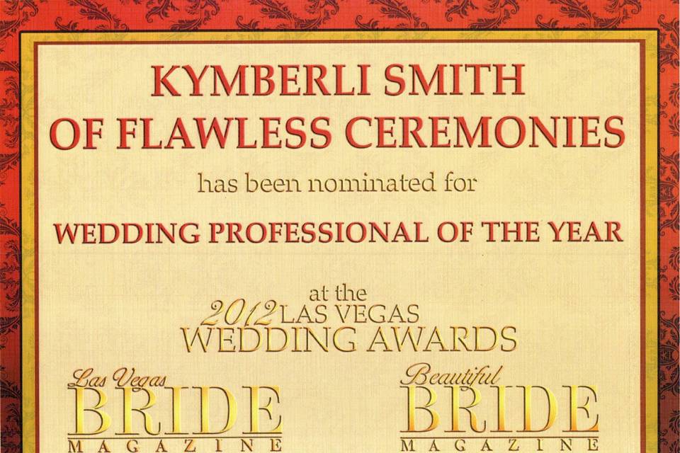 2012 Las Vegas Wedding Awards - Wedding Professional of the Year Nominee
