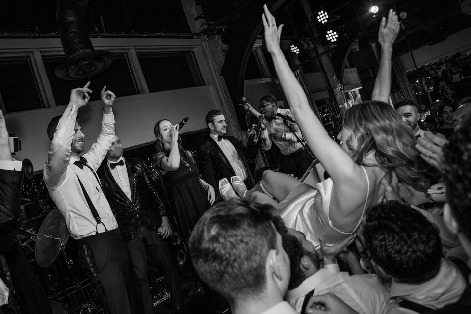 Bride crowd surfing