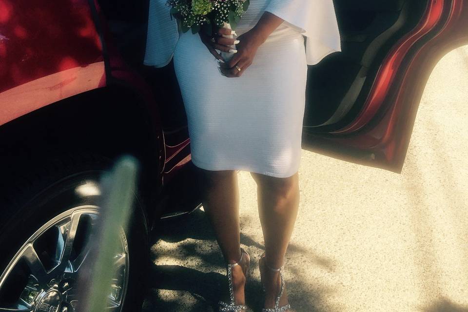 Elderly woman with a bouquet