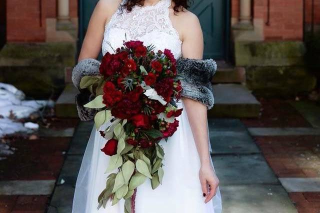 Bride and her roses