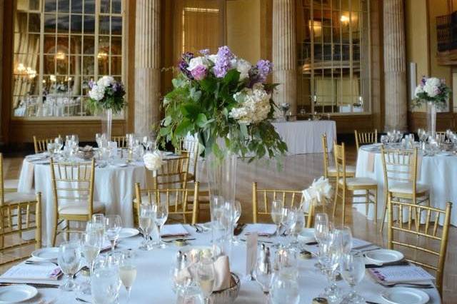 Table setting and floral centerpiece