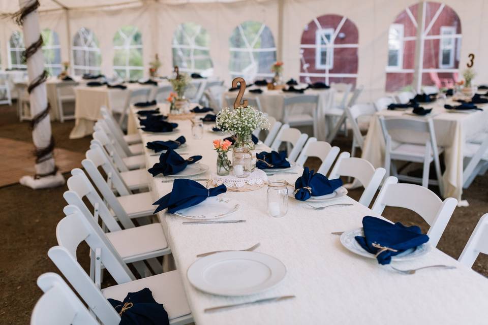 Tables and chairs for guests