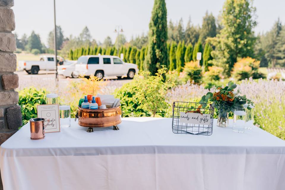 Sample of welcome table