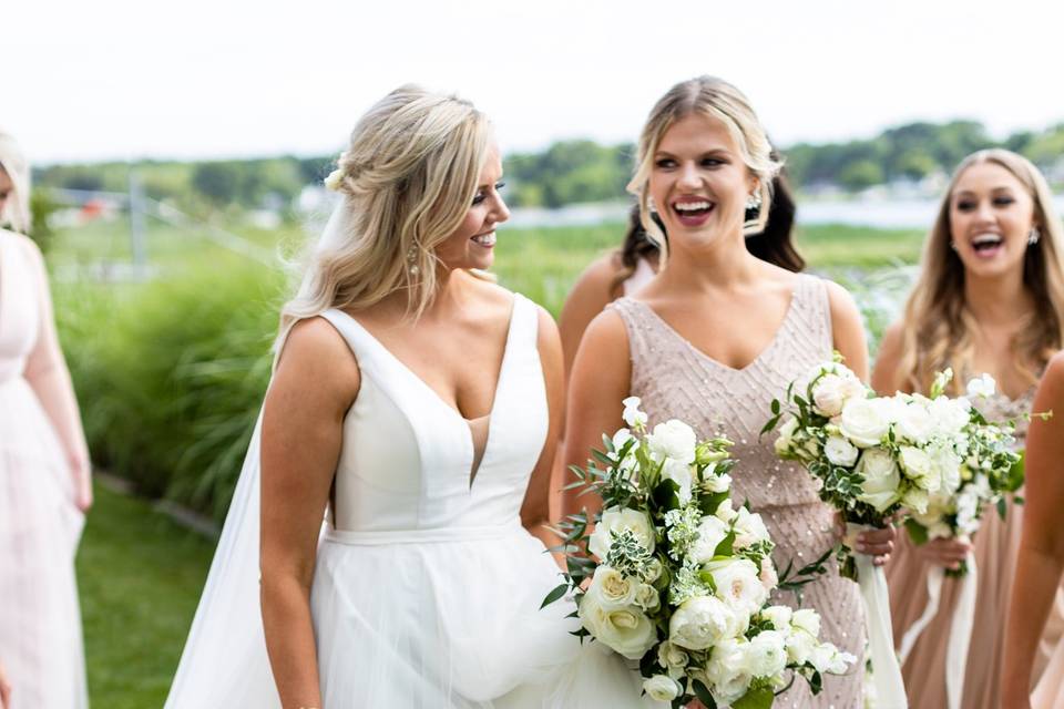 Bride with bridesmaids