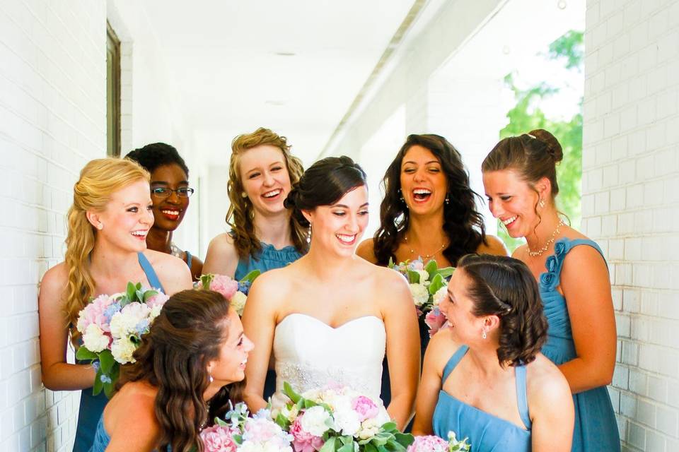 Blue bridesmaids