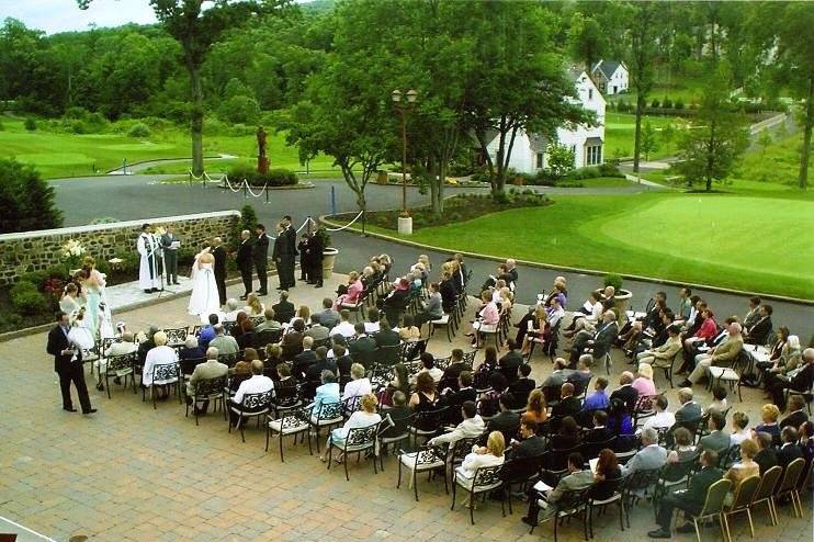 Outdoor ceremony on the main patio