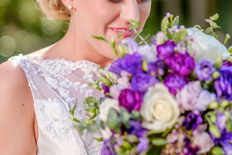 The bride holding her bouquet