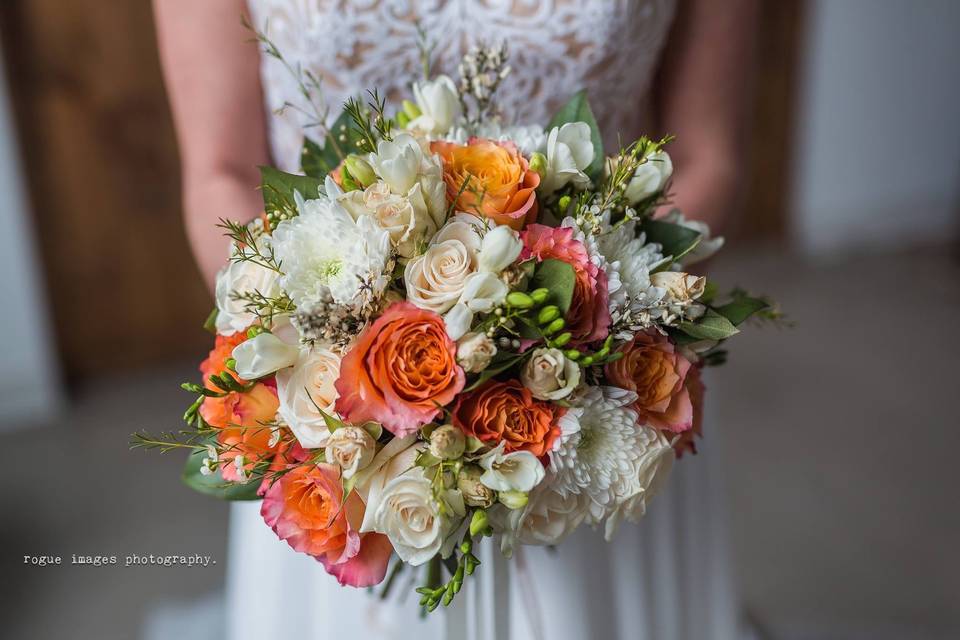 Coral and white