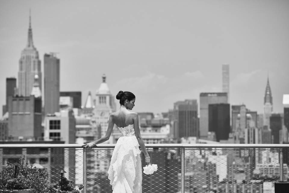 The Bride with the city views