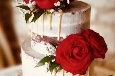 Naked cake with edible red