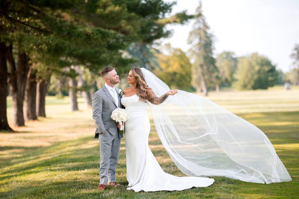 Bride & Groom on Golf Course
