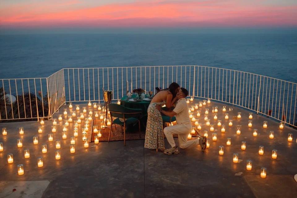 Intimate candle lit proposal.