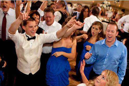 Bride and groom dancing