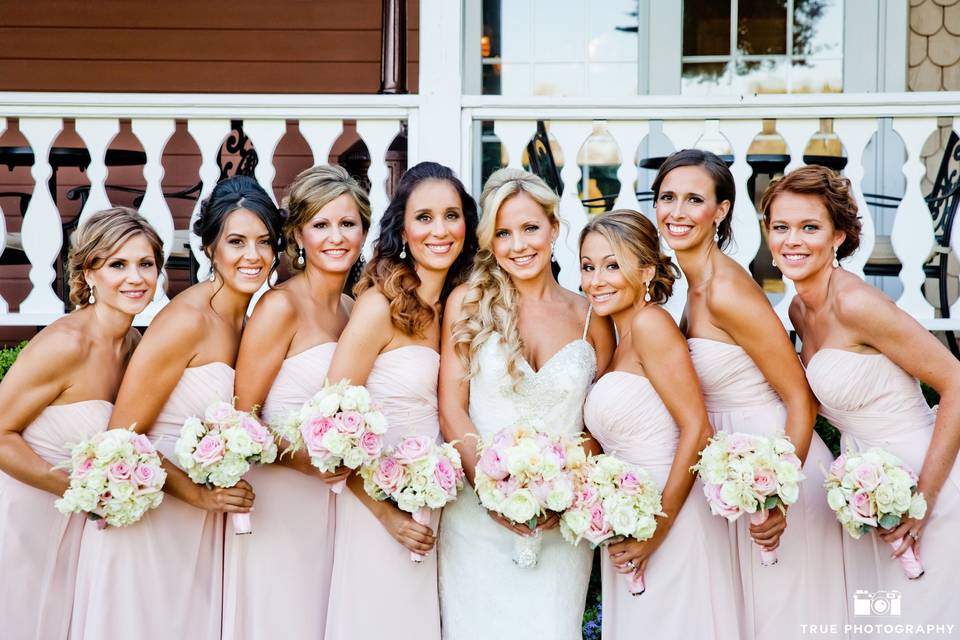 Bride with her bridesmaids