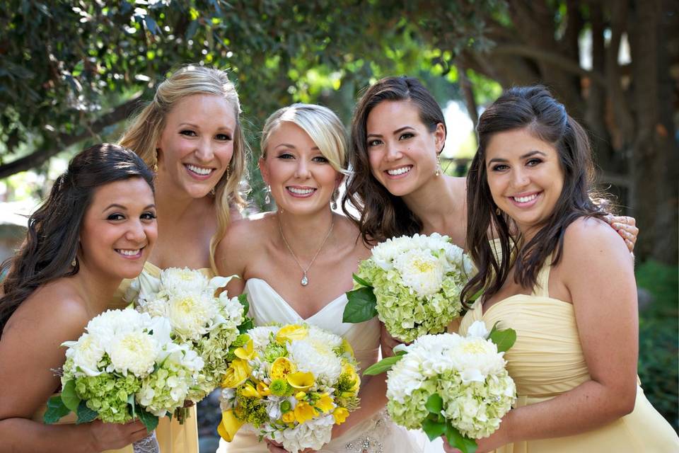 Bouquets of the bride and bridesmaids