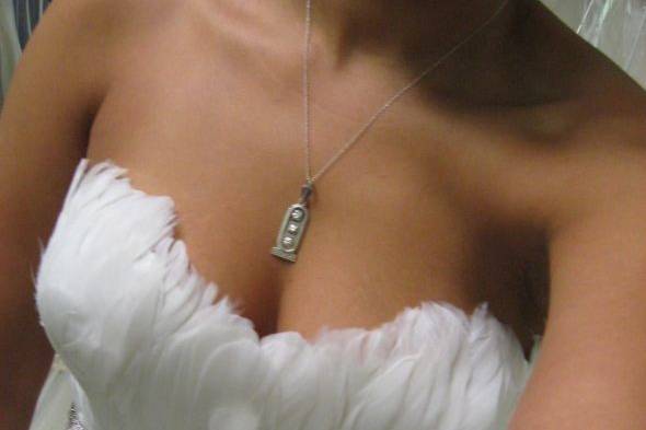 Feather bodice taken in by hand.