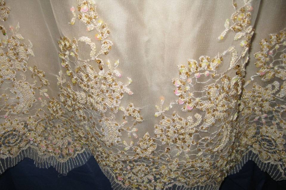 Close up of overlay at hem
