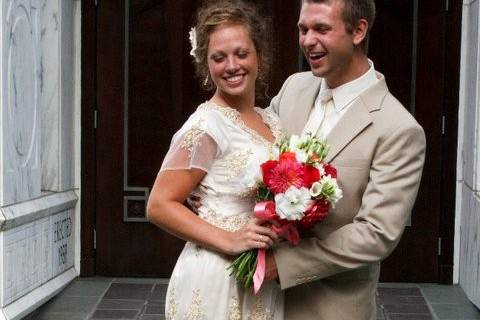 Custom made silk with embroidered beaded tulle overlay