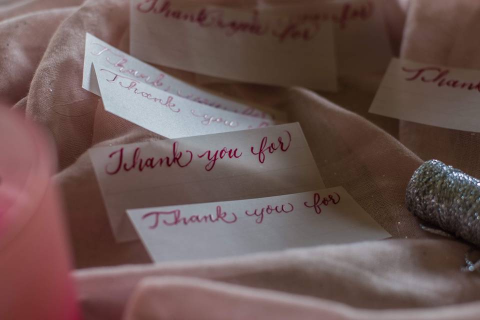 Sheer thank you cards